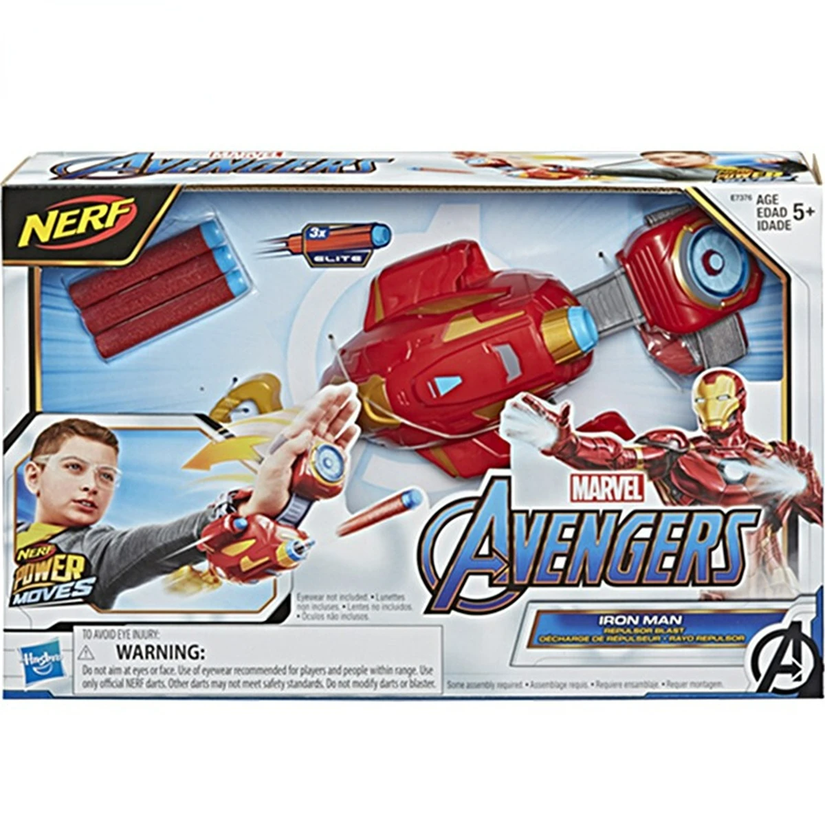 

Hasbro Avengers NERF Power Moves Marvel Iron Man Repulsor Blast Gauntlet Dart-Launching Toy for Kids Roleplay Toy for Kids E9146