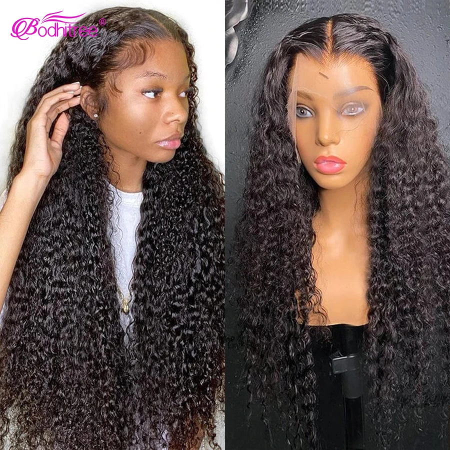 Kinky Curly 13x6 HD Transparent Lace Frontal Wig 250 Density Brazilian Curly Human Hair Wigs For Women Glueless Jerry Curly Wigs