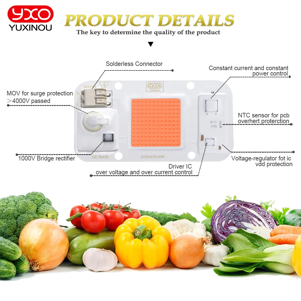10 шт. светодиодная лампа полного спектра для выращивания растений 50 Вт 380-нм -