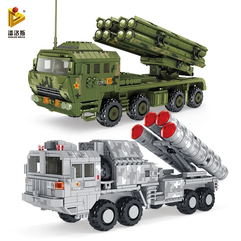 

Building Blocks Military 1185 PCS WW2 Air Defense Missile Rocket Launcher Model Car MOC Soldier Tank Children's Toy Sticker Gift