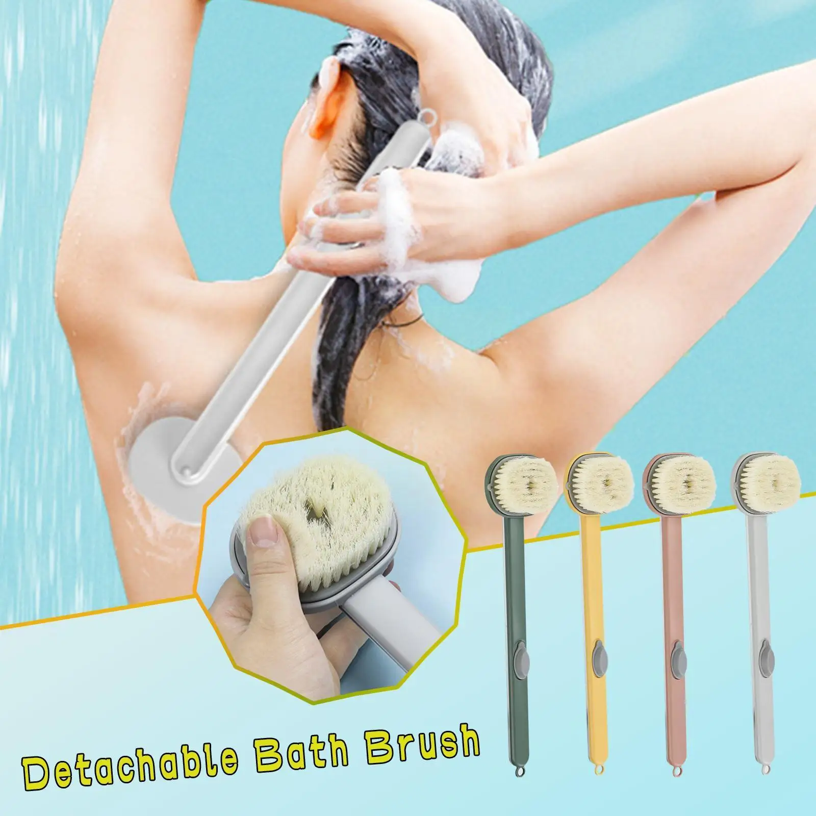 

Bath Brush with Long Handle Bathroom Body Brushes Back Skin Shower Exfoliating Body Tools Massager Cleaning Sponge Bath Scr S9I8