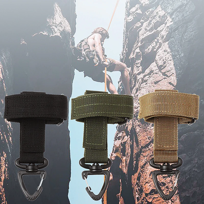 Outdoor Keychain Tactical Gear Clip Keeper Pouch Belt Keychain  Webbing Gloves Rope Holder Military Hook Nylon Webbing Keyring