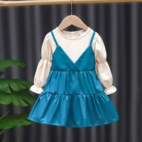 girls korean style long sleeved fake two piece princess dress girls clothes flower girl dresses korean baby clothes