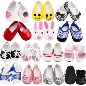 18 Inch American Doll Girls Canvas Shoes Sneakers Casual Loafers Newborn Baby Toy Accessories Fit 40