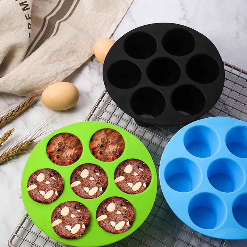 

7 Even Round Cake Cups Air Fryer Accessories Muffin Cup Mold Microwave Oven Cupcake Molds Baking Bakeware Mat Pan Pastry Tool