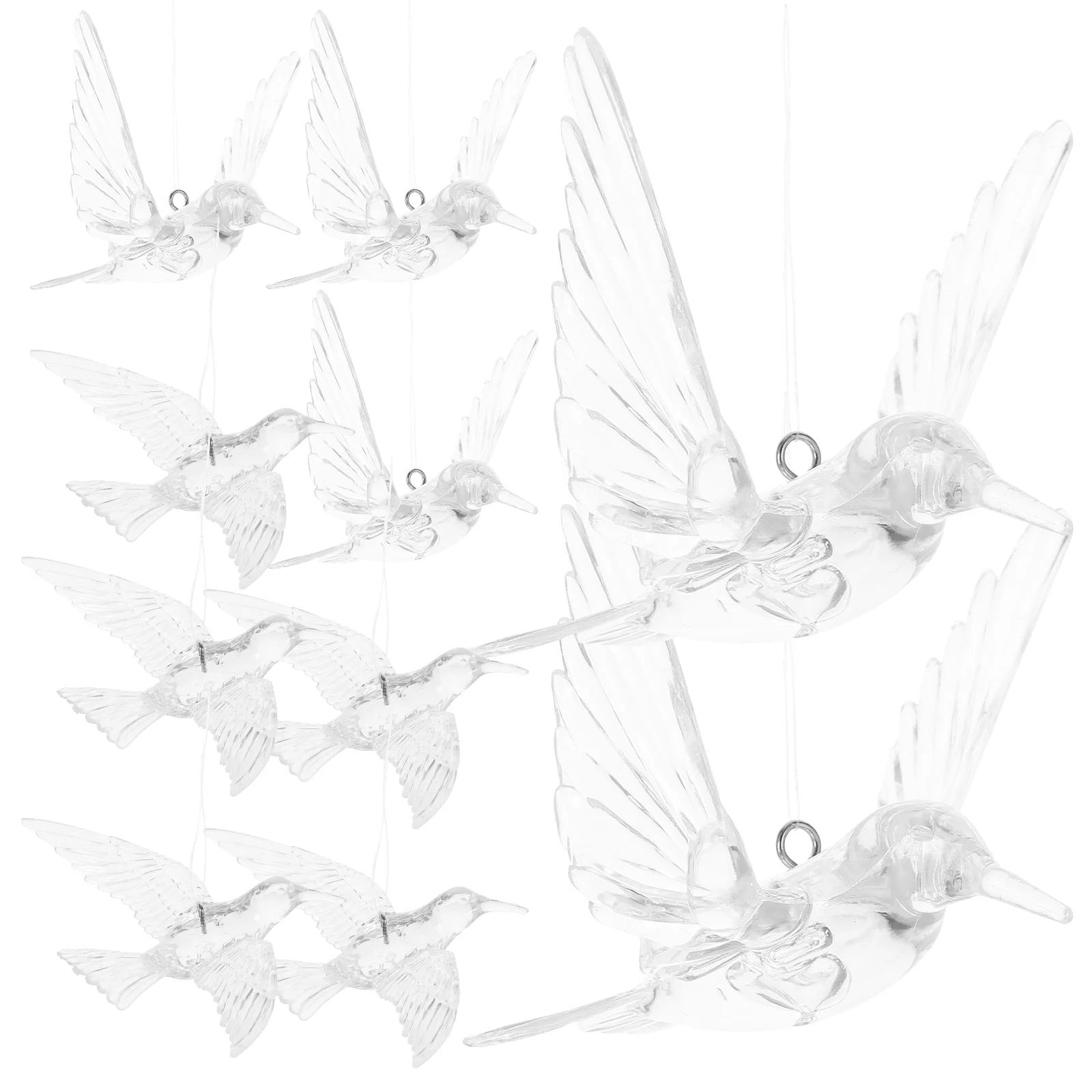 

10pcs Clear Hummingbird Ornament Acrylic Iridescent Clear Hummingbird Pendants for Decor