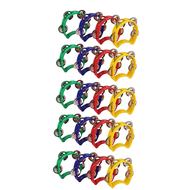 

20Pcs Plastic Tambourine Musical Instruments, Mini Handheld Tambourines,Percussion Rhythm Party Musical Instruments