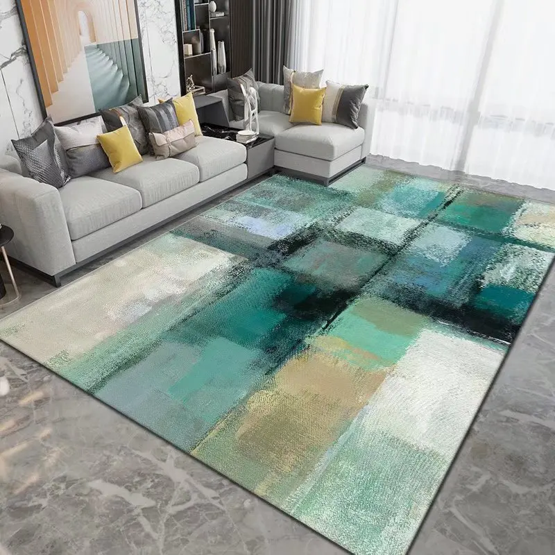 

Geometric Minimalist Style Living Room Carpet 3d Printing Carpet Children'S Bedroom Bedside Carpet Home Non-Slip Bath Mat
