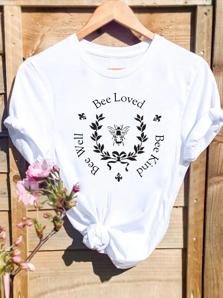

Clothing Fashion Bee Letter 90s Style Women Print Summer T-shirts Shirt Female Graphic T Top Short Sleeve Cartoon Tee T-Shirt