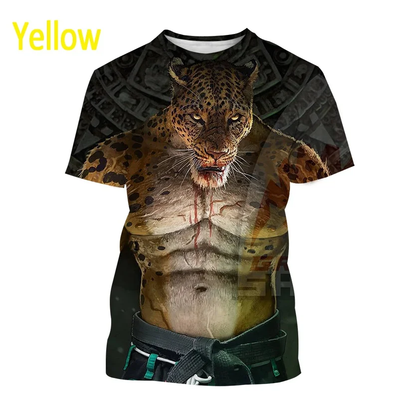 

New Fashion Short Sleeve Harajuku Style Brazilian Jiu-jitsu Tough Guy Animal T-shirt Men's Jiu-jitsu Enthusiast Streetwear Top