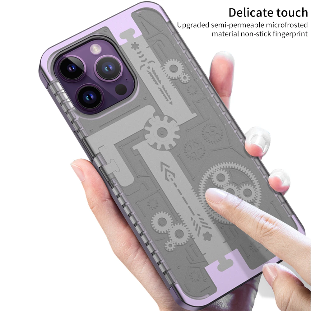 Suitable for iPhone 13/13 Pro/13 Pro Max/14/14 Pro Max/14 Pro cool high-grade metal gear mobile phone case.