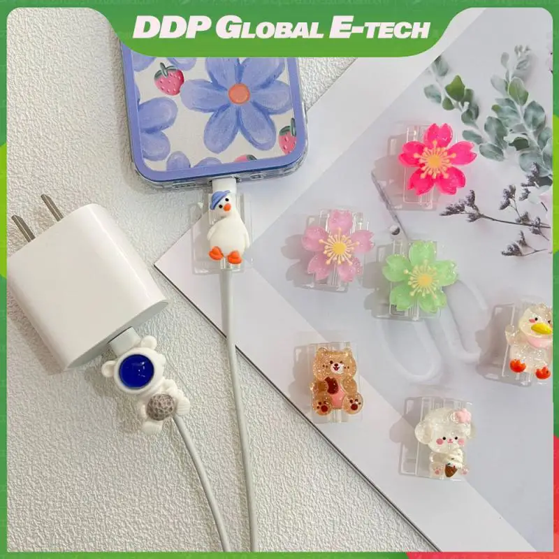 

Cartoon Data Cable Protective New Cable Protection Cute Donut Bite Organizer Cable Cover Charger Protector Cable Durable 1pc