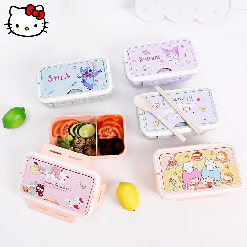 

New Kawaii Sanrio HelloKitty Lunch Box MyMelody Cinnamoroll Student Cartoon Sweet Lunch Box Portable Partition Fresh Keeping Box