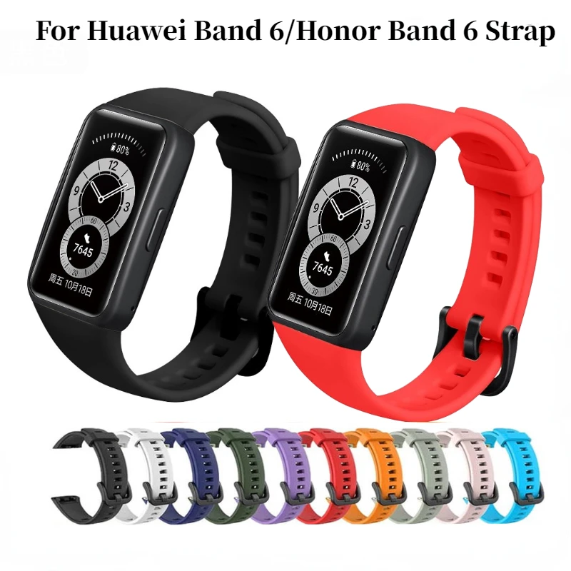 

Silicone Strap For Huawei Band 6/Honor Band 6 Original replacement smart bracelet wristband for Huawei Band 6 Pro strap Correa