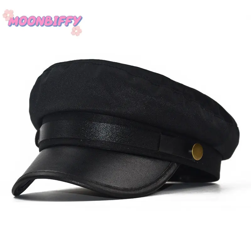 

Кепка из искусственной кожи в стиле милитари, Осенняя шапка в британском стиле, дорожная шапка, шапка-Капитан, армейские кепки с плоским верхом