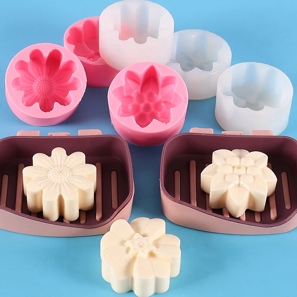 

Flower Moon Cake Silicone Resin Mold Soap Candle Aromatherapy Soap Tray Draining Rack Holder Jewelry Display Crafts Making