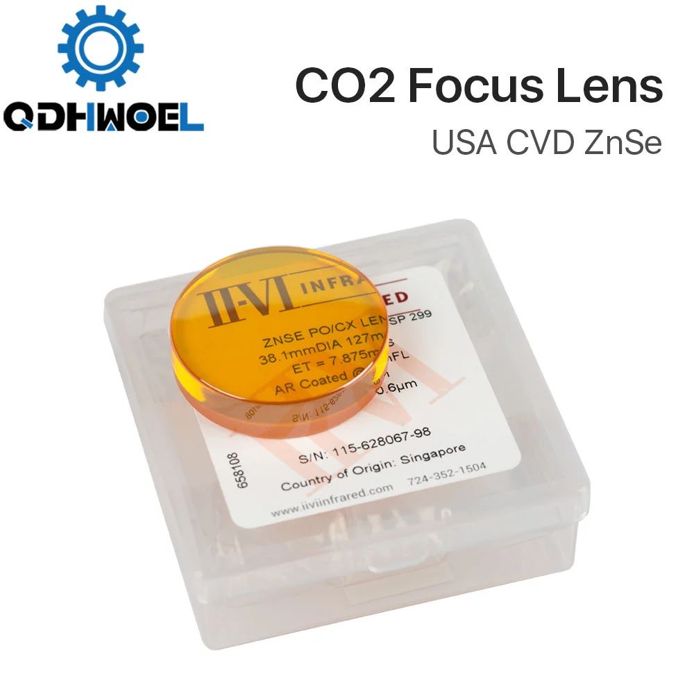

II-VI CVD ZnSe Focus Lens Dia. 38.1mm FL 127 190.5mm 5" 7.5" for HAN'S Trumpf Bystronics CO2 Laser Cutting Machine