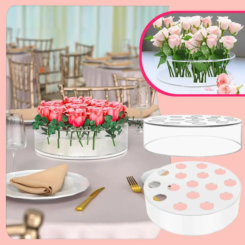 

Прозрачная акриловая круглая Цветочная ваза с крышкой, Свадебный декор для стола, современные цветочные вазы, центральный стол для ужина, Цветочный декор, H6R2