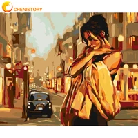 chenistory girl painting by numbers street paints by numbers landscape abtract decor wall picture adults drawing diy handworks