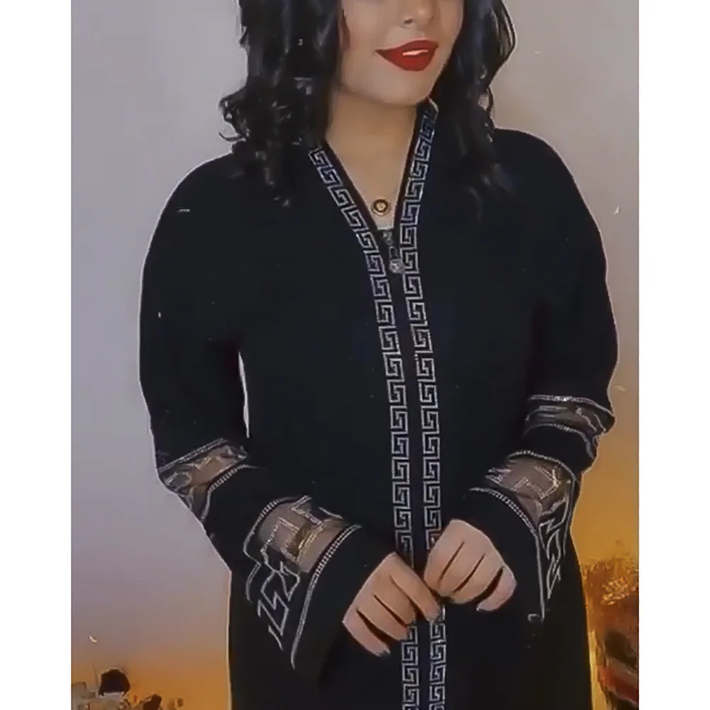 Женское элегантное платье-хиджаб, женское платье-хиджаб в мусульманском стиле, Caftan Marocain, кимоно с блестящими камнями, одежда в исламском сти...