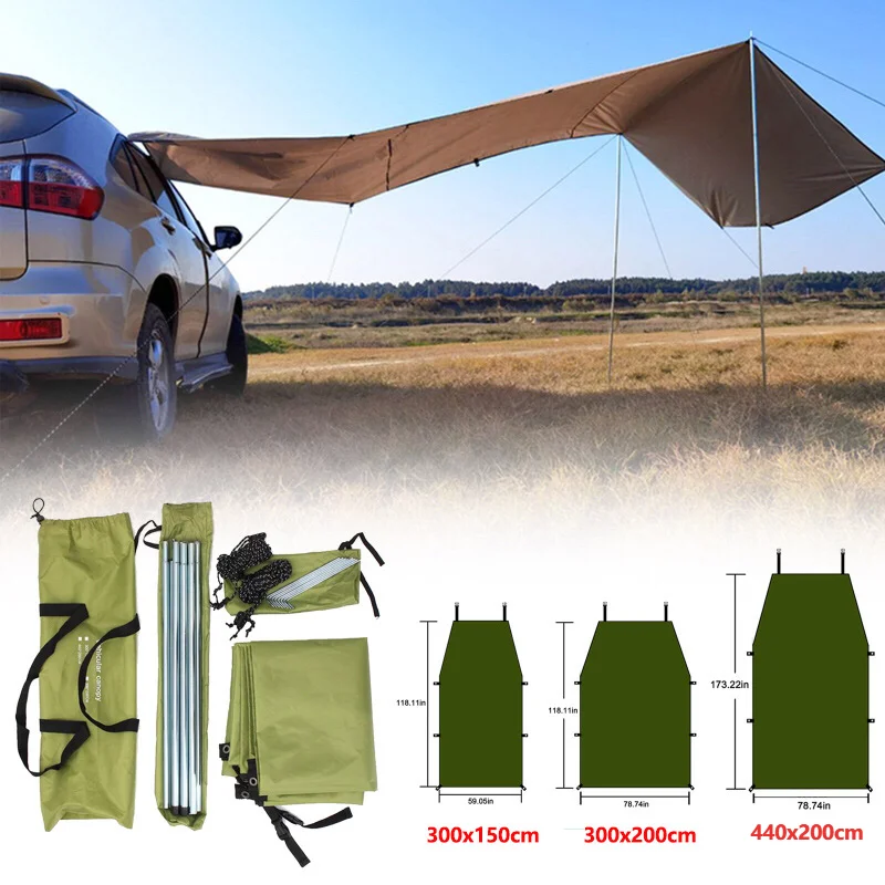 

Outdoor Camping Car Shelter Shade Side Car Roof Top Tent Anti-UV Sunshade Waterproof Awning Parasol Rain Canopy For Suv Jeep