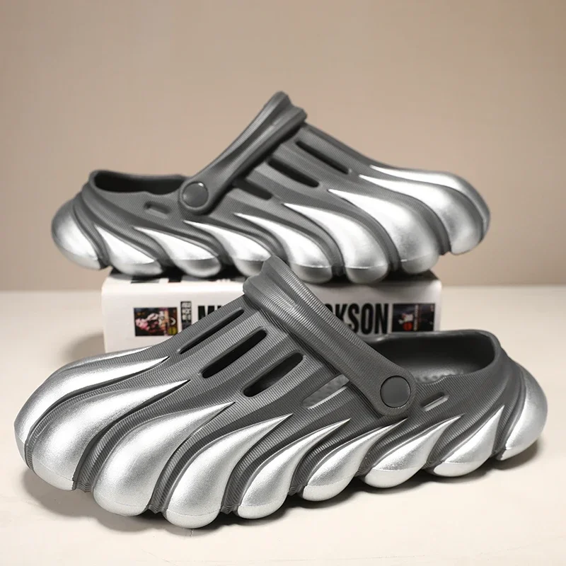 Шлепанцы мужские с закрытым носком забавные сандалии для сада клоги кот тигр