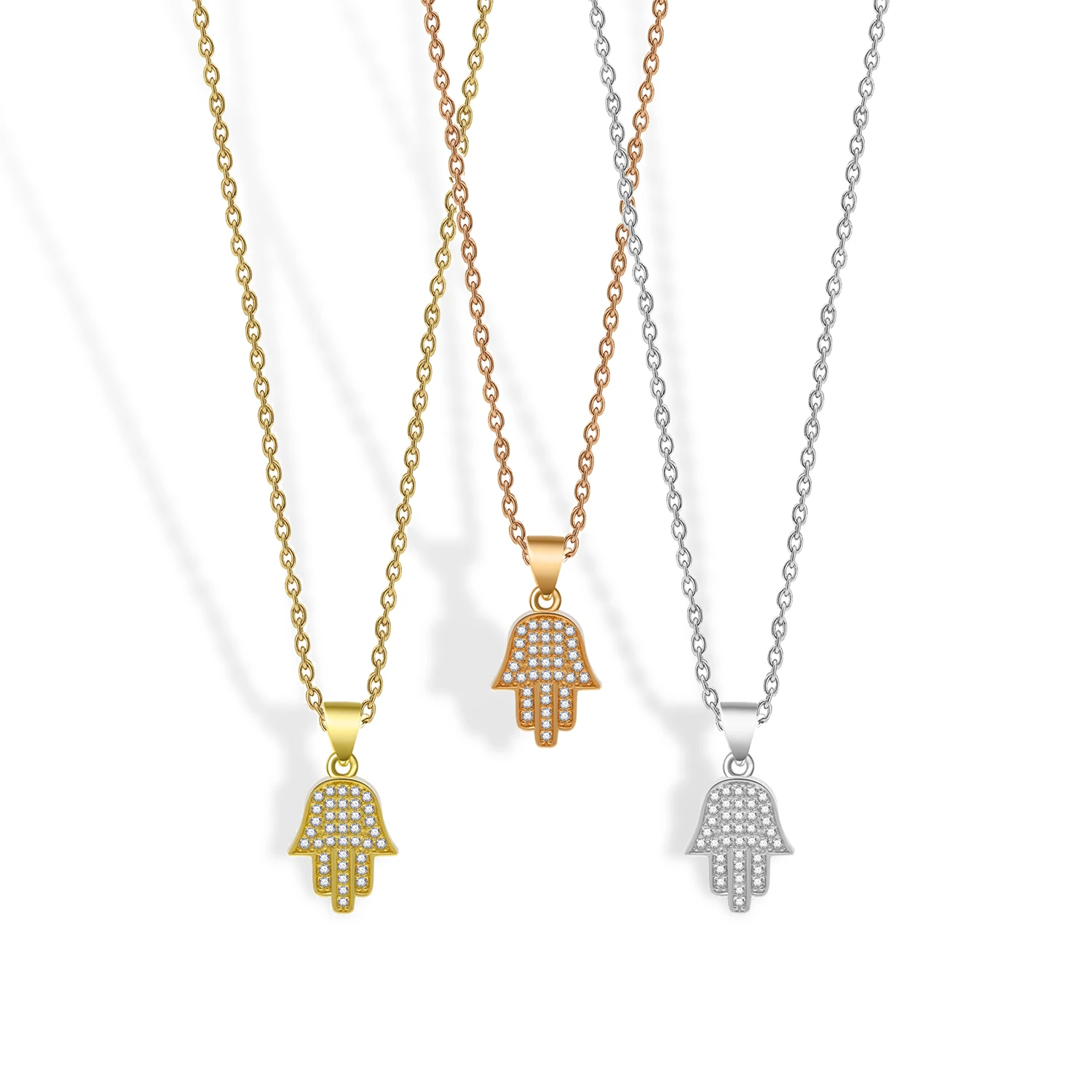 Цепочка с кулоном в виде руки хамса белым фианитом класса ААА ожерелье для женщин