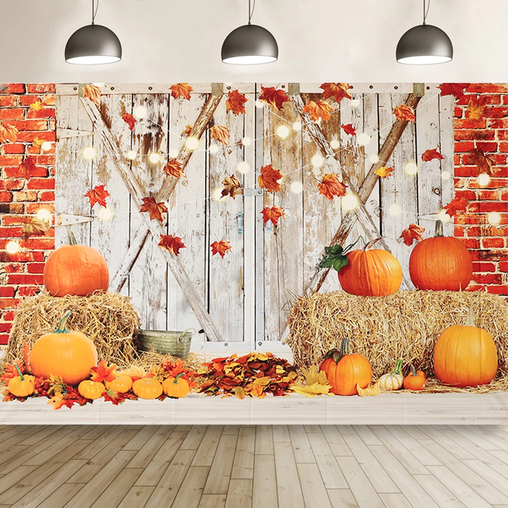 Фотофоны 150*100 см с рисунком осенней коллекции кленового листа тыквы