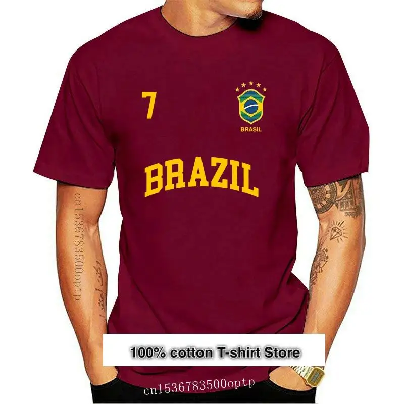 

Camiseta de moda para hombre, camisa de Brasil con número 7 (parte trasera), color rosa, estilo de verano, 2021