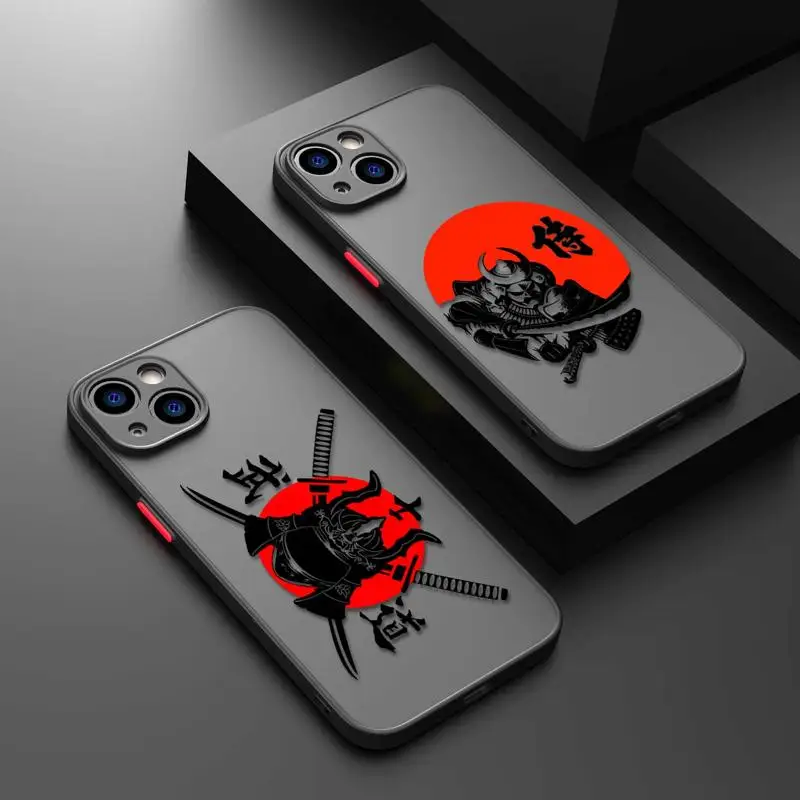 

Japanese Samurai Sword Clear Matte Phone Case For iPhone 15 11 14 13 12 Pro Max Mini X XR Xs 8 7 Plus 6 6S 5 5S Cover Funda