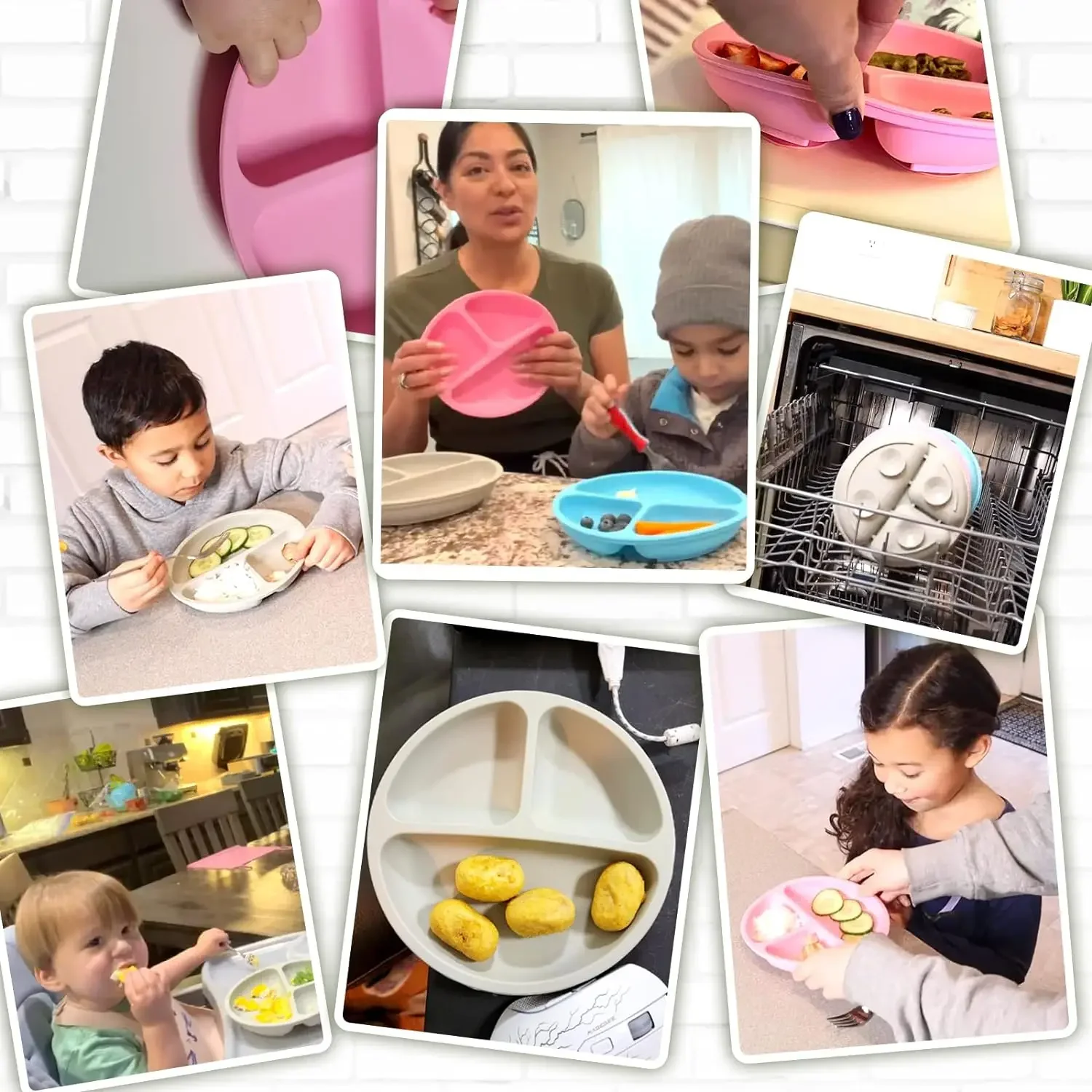 Детская силиконовая обеденная тарелка со смайликом четыре усиленных присоски