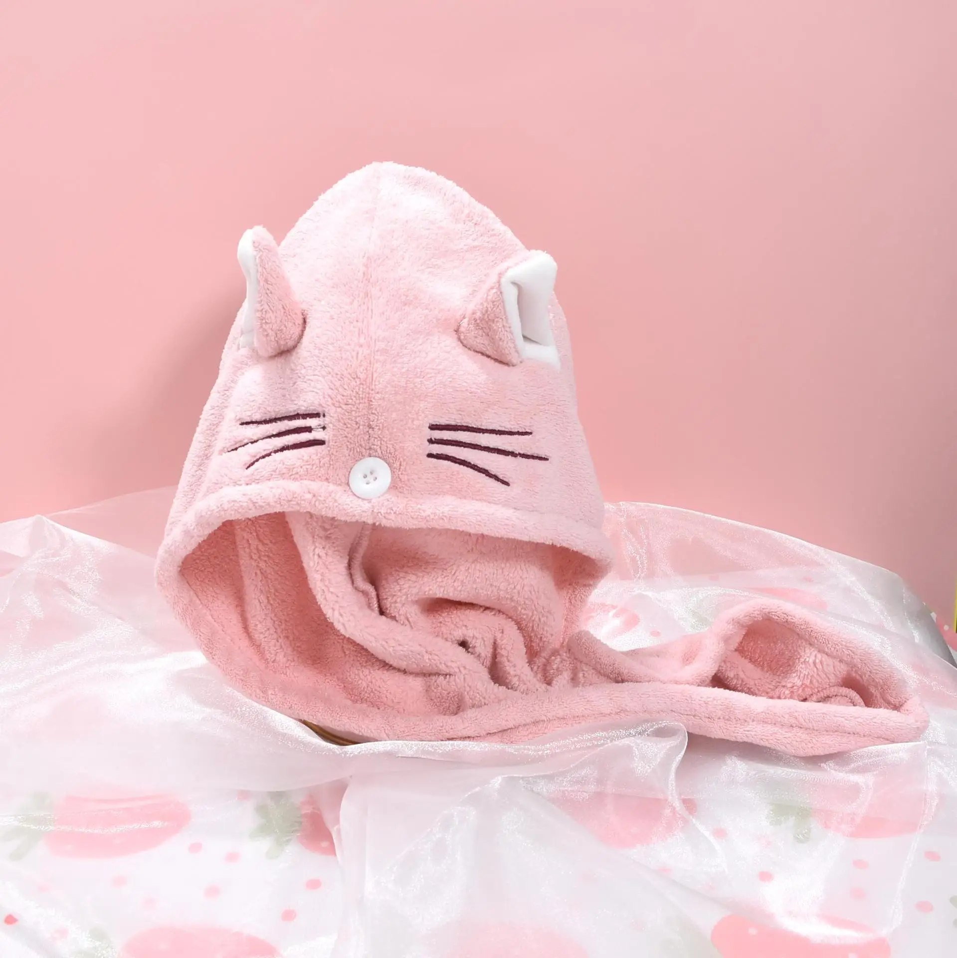 

Милая шапочка для душа из кораллового флиса