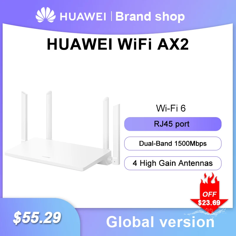 Global version Huawei router AX2 WiFi 6 router Dual-band Full Gigabit RJ45 port Wireless router Repeater Amplifier Mesh WiFi