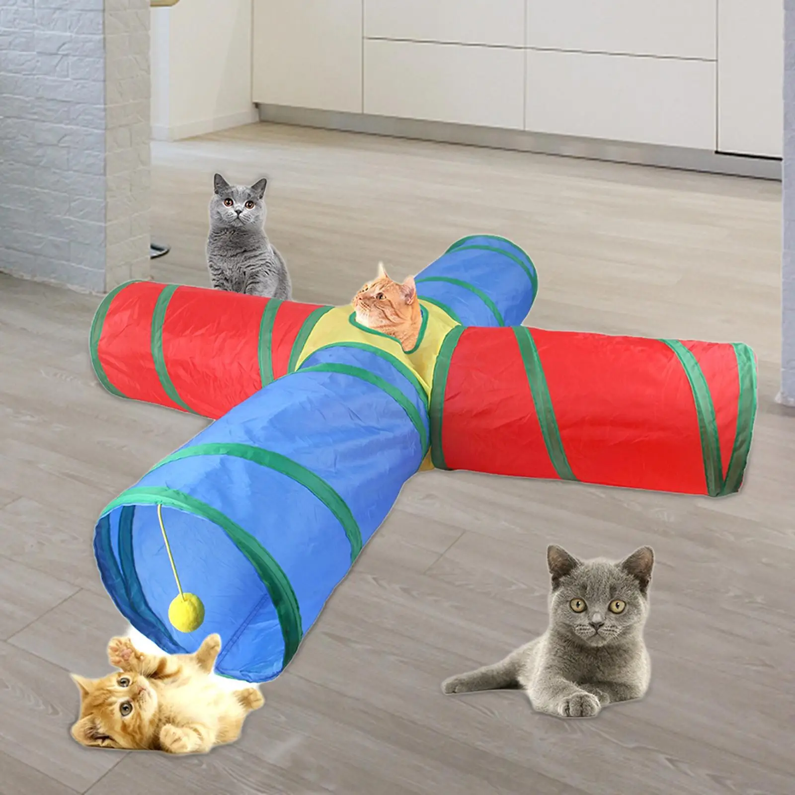 

Туннели для кошек для домашних животных, игровые туннели, 4-полосной лабиринт, игрушка для кроликов, проходы