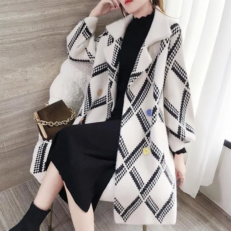 

Женское шерстяное пальто, однотонный шерстяной Блейзер средней длины, плотная теплая блузка, Женское пальто, офисные женские топы, Осень-зима