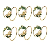 napkin ring golden pearl flower napkin rings set of 6 metal napkin holder for wedding party dinner table decoration
