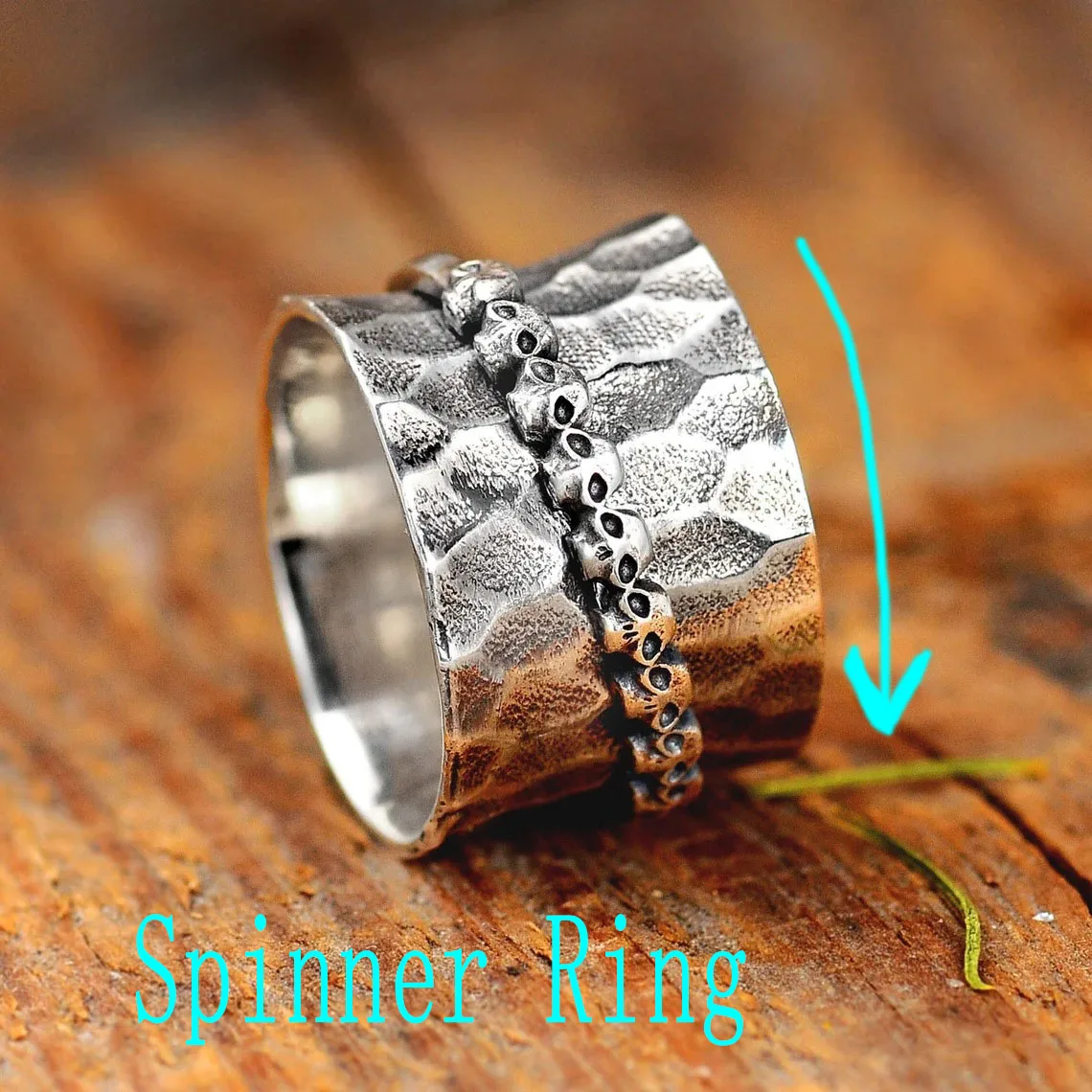 

Vintage Skull Fidget Spinner Rings for Women Men Anti Stress Anxiety Ring Rotate Skeleton Spinning Ring Gothic Punk Jewelry Gift