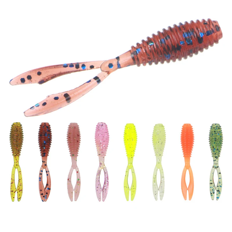 

Fishing Soft Lures Rockfish 10pcs/lot 0.4g 35mm Twin Tail Artificial Wobbler Ocean Rock Silicone Shad Worm Bait