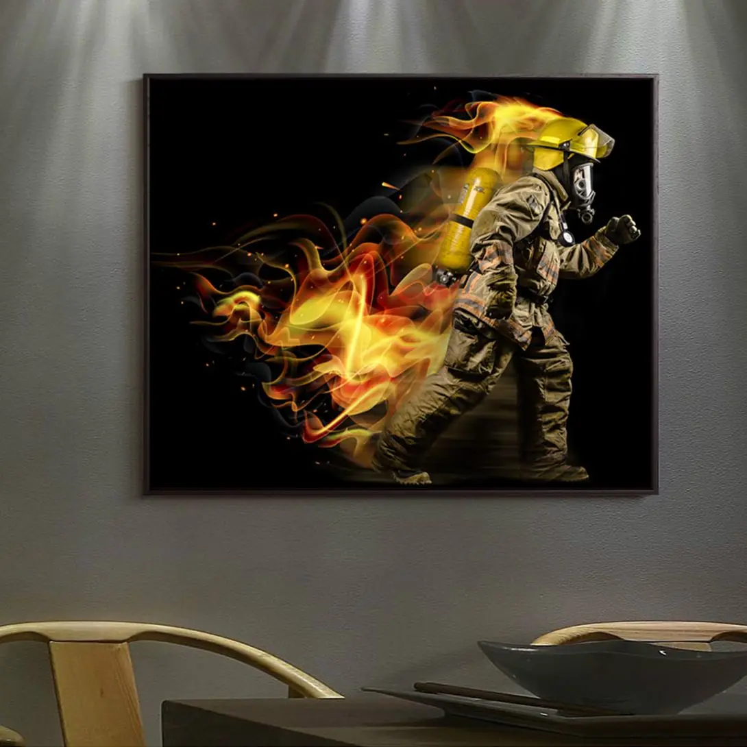 

Fireman Special Effects Fire Hero Firefighter HD Printed Posters Canvas Wall Art Pictures Home Decor Bedroom Office Paintings