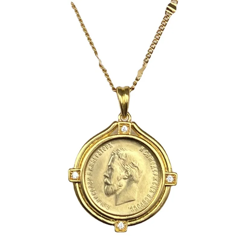 

High quality and exquisite Russian czar coin 24K Gold Plated Coin Necklace