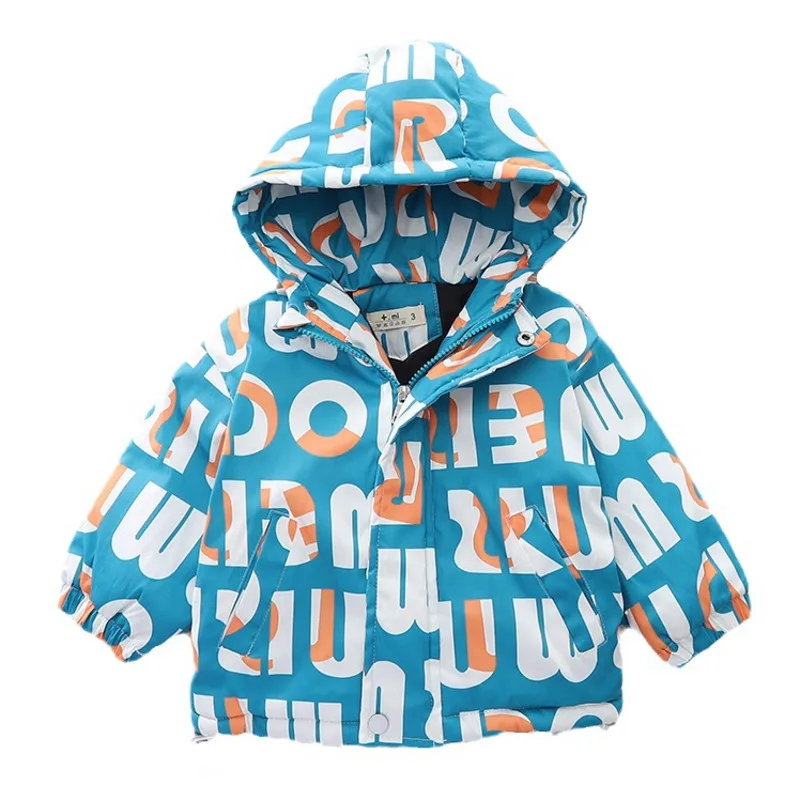 

New Winter Fashion Baby Girl Clothes Children Boys Letter Thicken Warm Hooded Jacket Kids Coat Toddler Costume Infant Sportswear