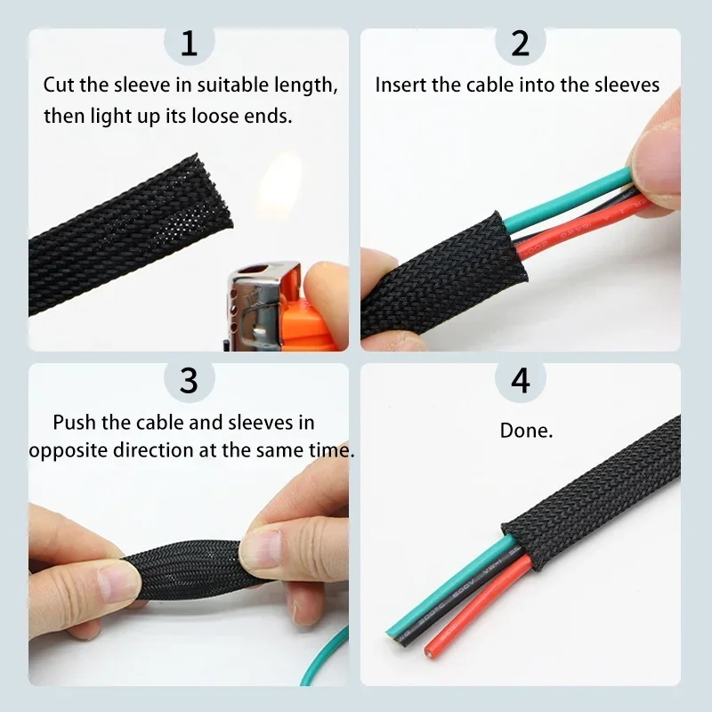 Плетеная оболочка для электрических кабелей 1-50 м оранжевая из змеиной кожи