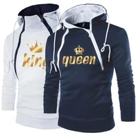 mens hoodie king or queen mens double zipper high quality running gym sportswear windproof fitness sweatshirt autumn and winter
