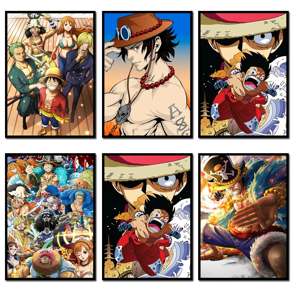 

One Piece Oil Painting Monkey D. Luffy Modular Poster Roronoa Zoro Home Decor Printed Living Room Pictures Wall Artwork 40x50cm