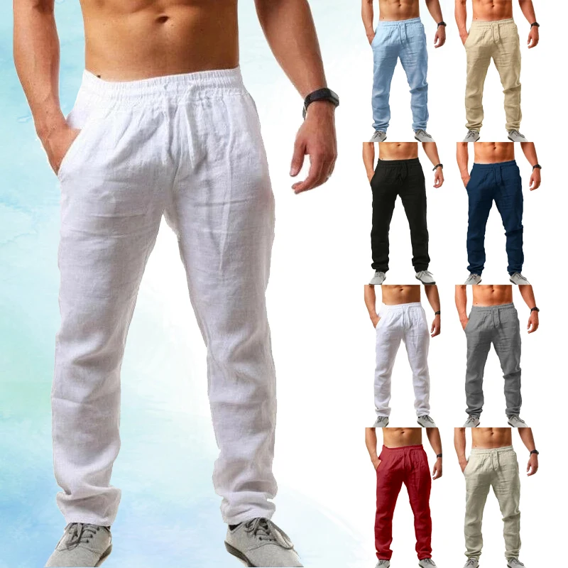 

New Summer Fashion Men's Casual Pants Elastic Waist Trousers Jogging Pants