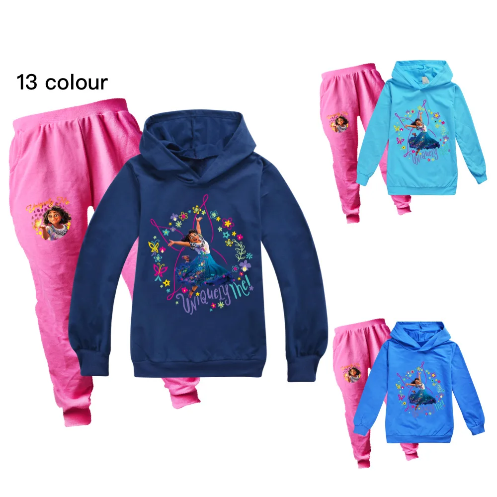 

Disney Encanto Cartoon Print Kids Birthday Outfit Boys Girls Activewear Kids Long Sleeve Hoodie Top + Pants 2pcs 2-16Y