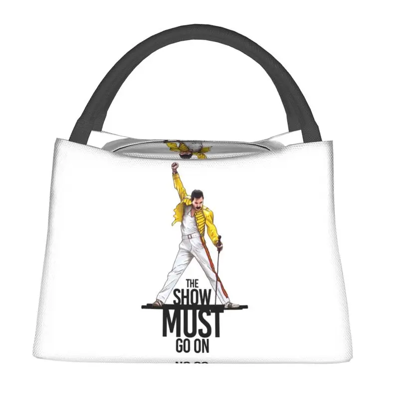 

Freddie Mercury Show Insulated Lunch Bag for Work Office Rock Band Queen Leakproof Cooler Thermal Bento Box Women