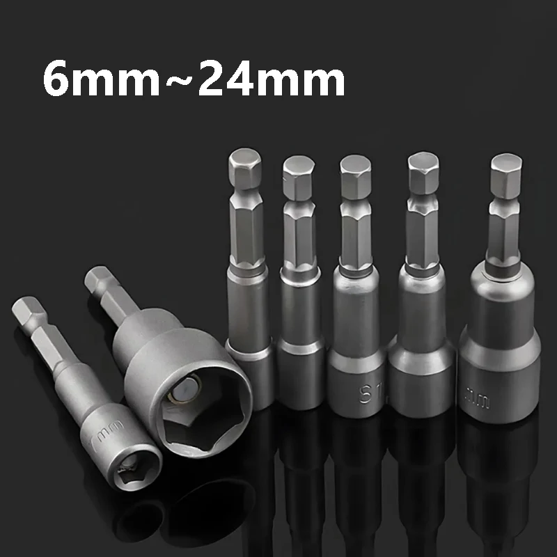 

6 мм, 7 мм, 8 мм, 9 мм, 10 мм, 11 мм, 12 мм, 13 мм, 14 мм, 15 мм, 16 мм, 17 мм, 18 мм ~ 21 мм, отвертка для магнитной гайки, ударная головка, магнитная отвертка для гайки