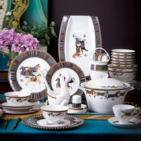 jingdezhen tableware european bone china bowl and dish set household bowl plate spoon combination tableware high grade