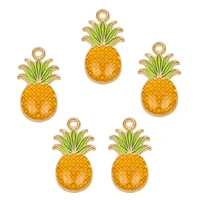 10pcs fruit pineapple charms alloy enamel pendant accessories fashion jewelry making earring necklace diy craft for gift friend